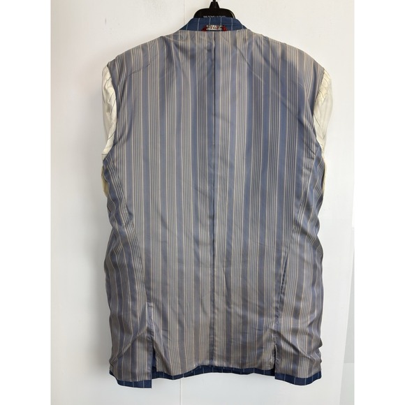 Caravelli 2 Pc Blue Pinstripe Mens 42R Blazer Suit Jacket & Vest Double Breasted - Picture 10 of 13
